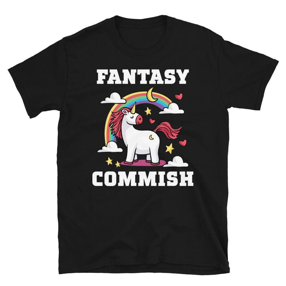 Unicorn Rainbow Mock Draft Fantasy Black T-shirt