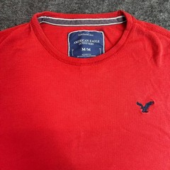 American Eagle Thermal Shirt Mens Medium Red Waffle Knit Long Sleeve Vintage Fit