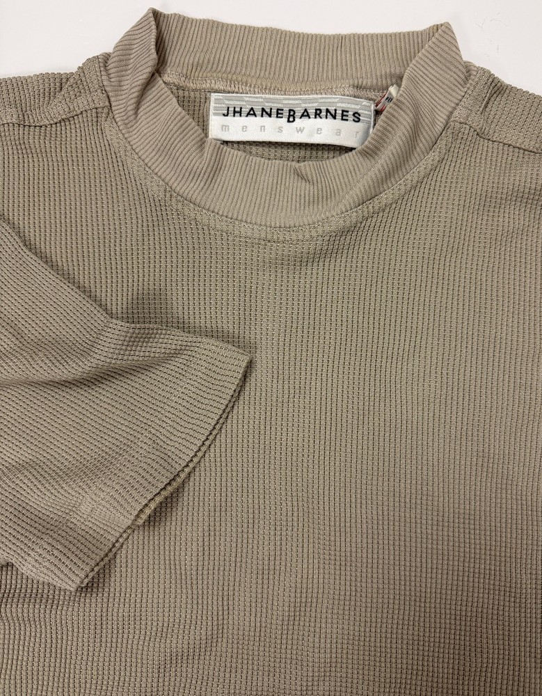 Vintage Jhane Barnes Shirt Men Small Oversized Silk Waffle-Knit Stretch Minimal