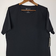 NWT BYLT Wide Neck Lux T-Shirt Mens Large Black Athletic Fit S/S Premium Basics