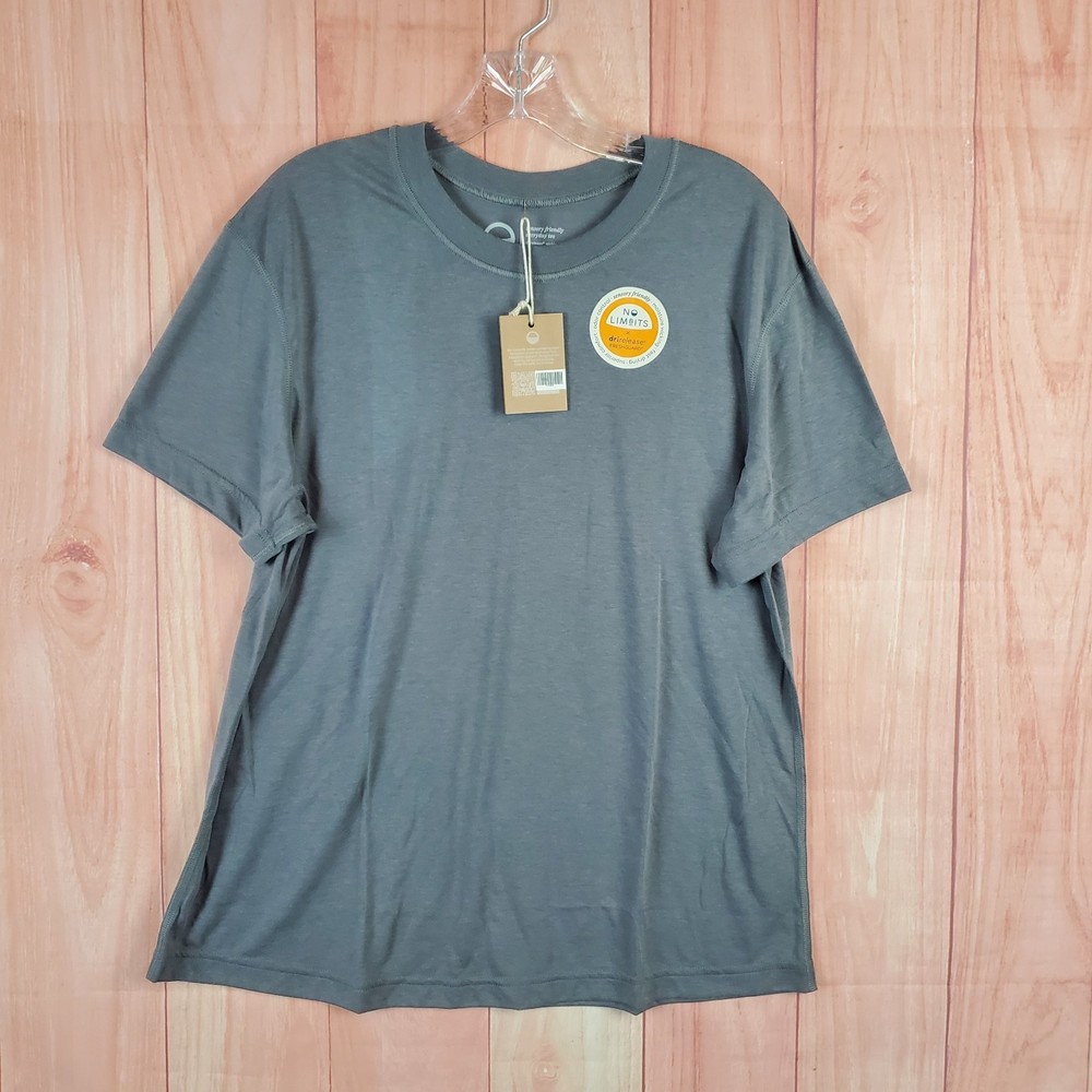 No Limbits Drirelease Freshguard Tee Shirt Mens Large Gray Logo Crew Neck