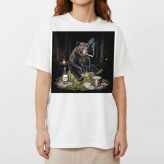 Funny Bear Smoking T-Shirt Bad Habits Forest Wildlife Meme Graphic Tee