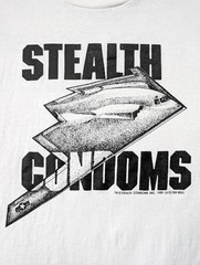 Vintage Stealth Condoms Shirt Mens Size Large 1989 White Bomber Plane *READ