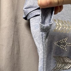 SJS womens t-shirt top in blue with silver foil arrow graphics Size Large BR2089