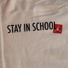 Michael Jordan & Spike Lee Vintage Stay In School White Graphic T-Shirt XL