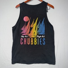 Chubbies Tank Top Men’s Large Black Retro Sailboat Graphic Pocket Sleeveless