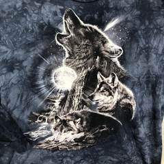 The Mountain Shirt Mens 2XL Black Wolves Moon Tie Dye Long Sleeve Graphic