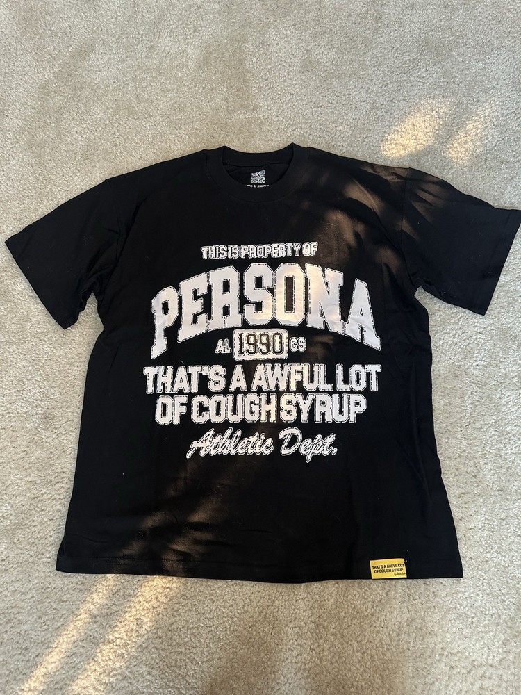 Desto Dubb Men’s Black “That’s A Awful Lot Of Cough Syrup” Crew Neck Tee, M