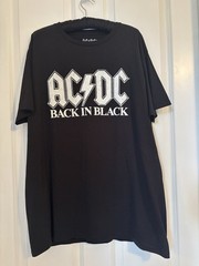 AC/DC – Men’s Black Tee with White Logo. Size L. Cotton.