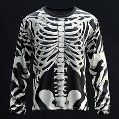 2025 Halloween Skeleton Print Long Sleeve T-Shirt Men Gothic Casual Top NEW!