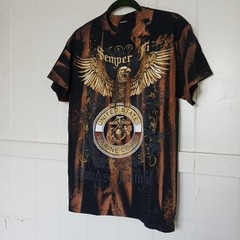 Semper Fi T-Shirt Always Faithful Veteran USA Marine Men’s Small Bleach Dyed SS