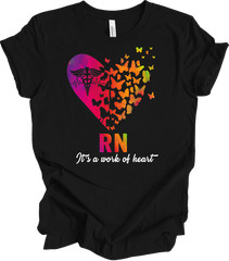 Registered Nurse RN Butterfly Heart T-Shirt Cute Graduation Gift for Women