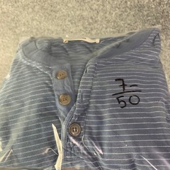 Marine Layer Henley Shirt Men Sz Medium Striped Long Sleeve Pullover
