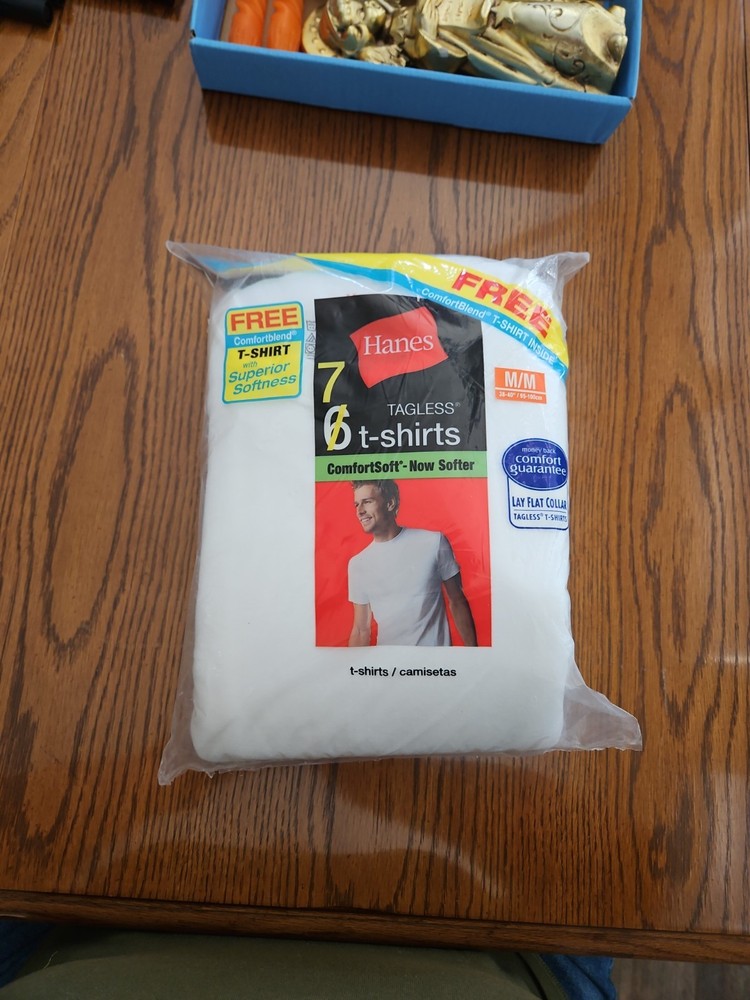 Hanes 2135KC Men’s Size M T-Shirt – White (7Pack)