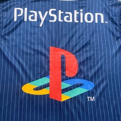 PlayStation Katakana Kanji Baseball Jersey Official License Navy Pinstripe XL