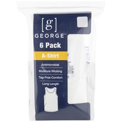 George Mens Top Size XL White A-Shirts Tank 6-Pack Cotton Tag Free Casual Basic