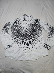 Men’s XL Black White Abstract Pattern Button Front Shirt Long Sleeve Collared