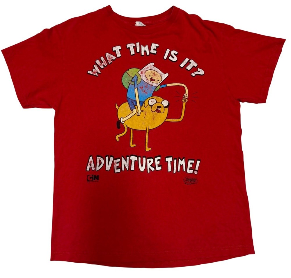 Vintage Y2K Adventure Time “What Time Is It” Graphic Print T-Shirt Men’s Small