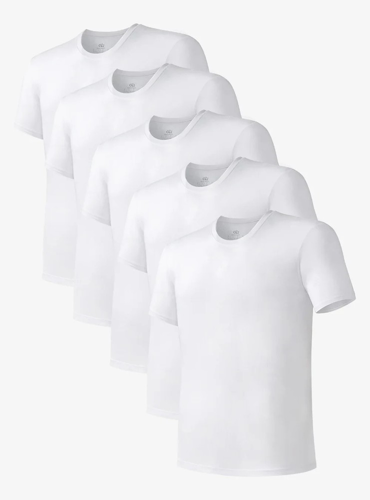 DAVID ARCHY Mens Moisture Wicking Bamboo Rayon Crewneck Undershirt (5 Pack)