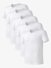 DAVID ARCHY Mens Moisture Wicking Bamboo Rayon Crewneck Undershirt (5 Pack)
