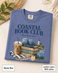 Coastal Book Club Shirt, Comfort Colors Beach Reading Tee, Book Lover Gift