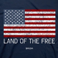 Land Of The Free American Flag T-Shirt Navy Size XL