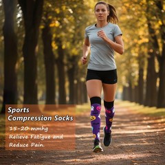 6 Pairs Compression Socks For Women Men Running Nursing Travel Holiday Wear