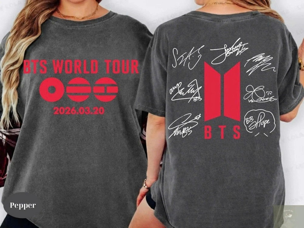 Retro Bangtan World Tour 2026 Trendy BTS Graphic Cotton 2Sides Unisex T-Shirt