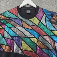Soffes Choice Vintage Mens XXL Black T-Shirt Glitter Stained Glass Cotton USA