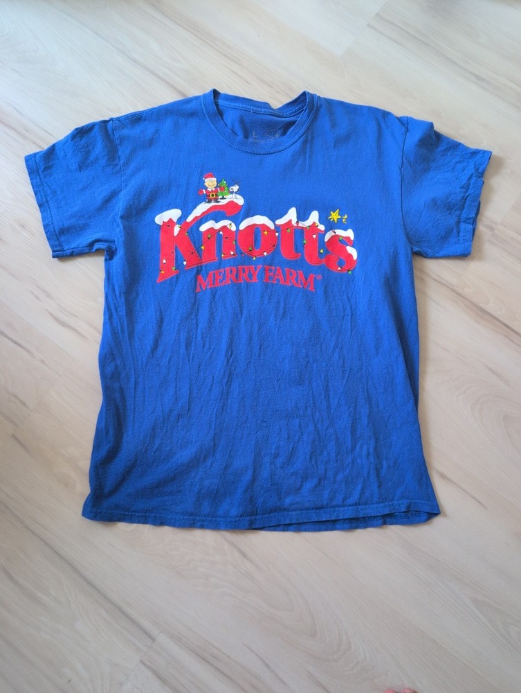 peanuts Knott’s Merry Farm Blue T Shirt Size L Charlie Brown, Snoopy, Woodstock