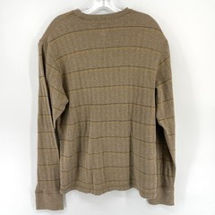 Prana Mens Brown Striped Ribbed Long Sleeve Shirt 100% Organic Cotton Size M