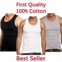 Falari Brand 3-Pack Mens 100% Cotton Tank Top A-Shirt Undershirt Slim Muscle Fit
