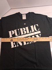Public Enemy Logo T-Shirt Men’s Small Black 100% Cotton Band Tee Gildan Short