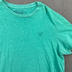 American Eagle Outfitters T Shirt Mens Large Aqua Embroidered Logo Athletic Fit