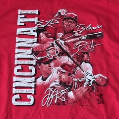 Delta Pro Weight Cincinnati Reds MLB Graphic Print Red Crew Neck T-Shirt L