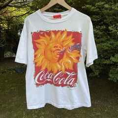 Vintage Coca Cola T Shirt Adult Fire Sun Double Sided 1995 Made In USA Men’s L