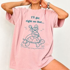 Funny Cartoon Turtle T-Shirt For Summer Beach Casual Wear Vacation Graphic Tee