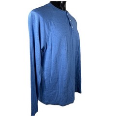 Faherty Henley Shirt Men’s XL Blue Long Sleeve Soft Cloud Pima Cotton Modal