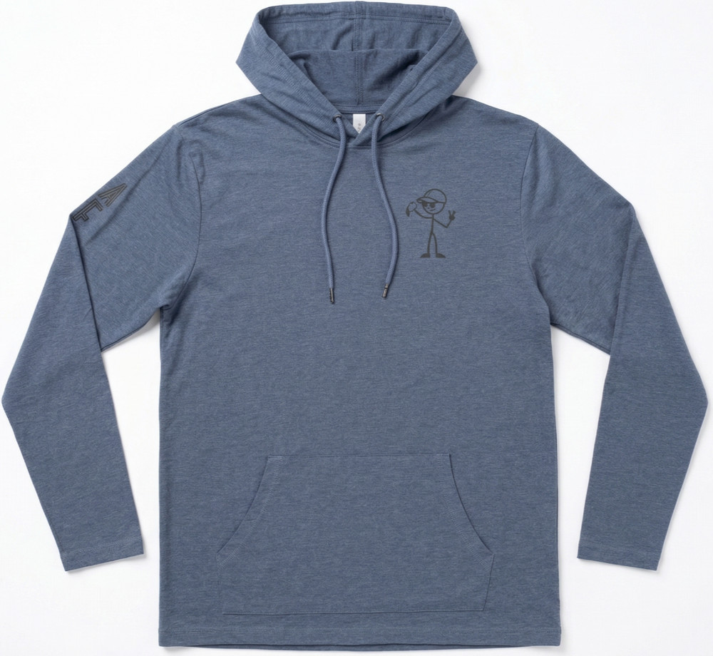 MEN’S HOODIE: Chill AF Lightweight Pullover Athletic Blue Cotton Blend LARGE L