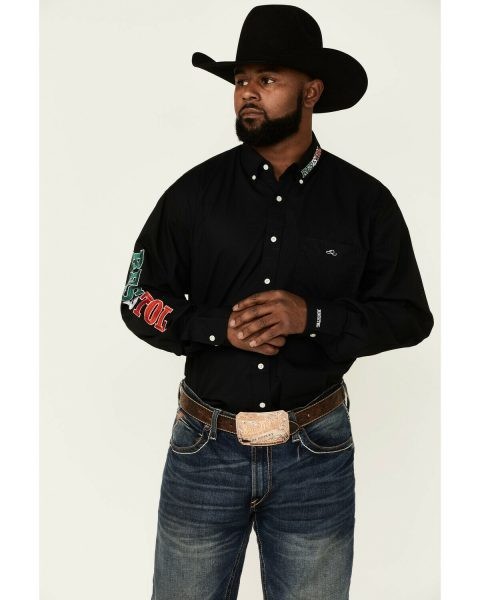 Resistol® Black Mexico Logo Embroidered Button-Down Shirt