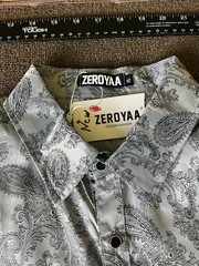 Zeroyas Men’s Long Sleeve Silver Paisley Button-Up Dress Shirt