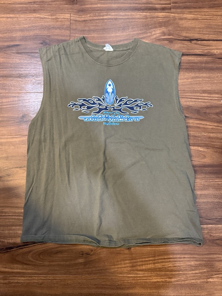 Yazbek Y2K Ixtapa Zihuatanejo Mexico Grey Sleeveless Cutoff Graphic Size 2XL