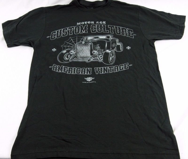 Mens NEW Motor Age Short Sleeve Black Custom Culture T Shirt Size M 2X