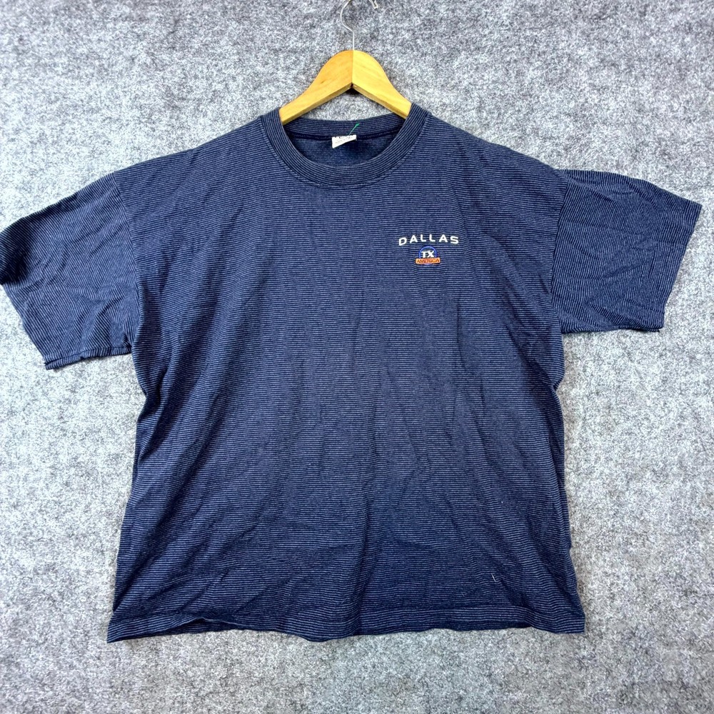 Vintage Cal Cru Dallas Texas T-Shirt Adult XL Blue Embroidered Logo Retro