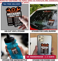 (3Pcs-3″) Mechanic Hourly Rates Sticker Labor Mechanic Sticker Funny Mechanic Wa