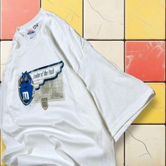 Vintage M&M Candy Cartoon Tee Y2K Men XL White Leader Of The Pack Promo Shirt