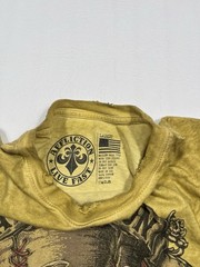 Affliction Live Fast T Shirt Mens Large Yellow Skull Graphic Distressed Y2K Tee