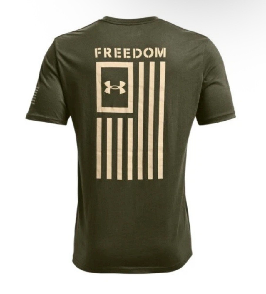 Under Armour 1370810 UA Men NEW Freedom Flag Cotton Loose Fit Green T-Shirt 2XL