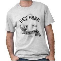 Christian Strong Set Free By The Truth Cross Womens or Mens Crewneck T Shirt Tee