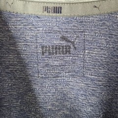 Puma Shirt Mens Medium Blue Striped Athletic Short Sleeve Cotton Blend